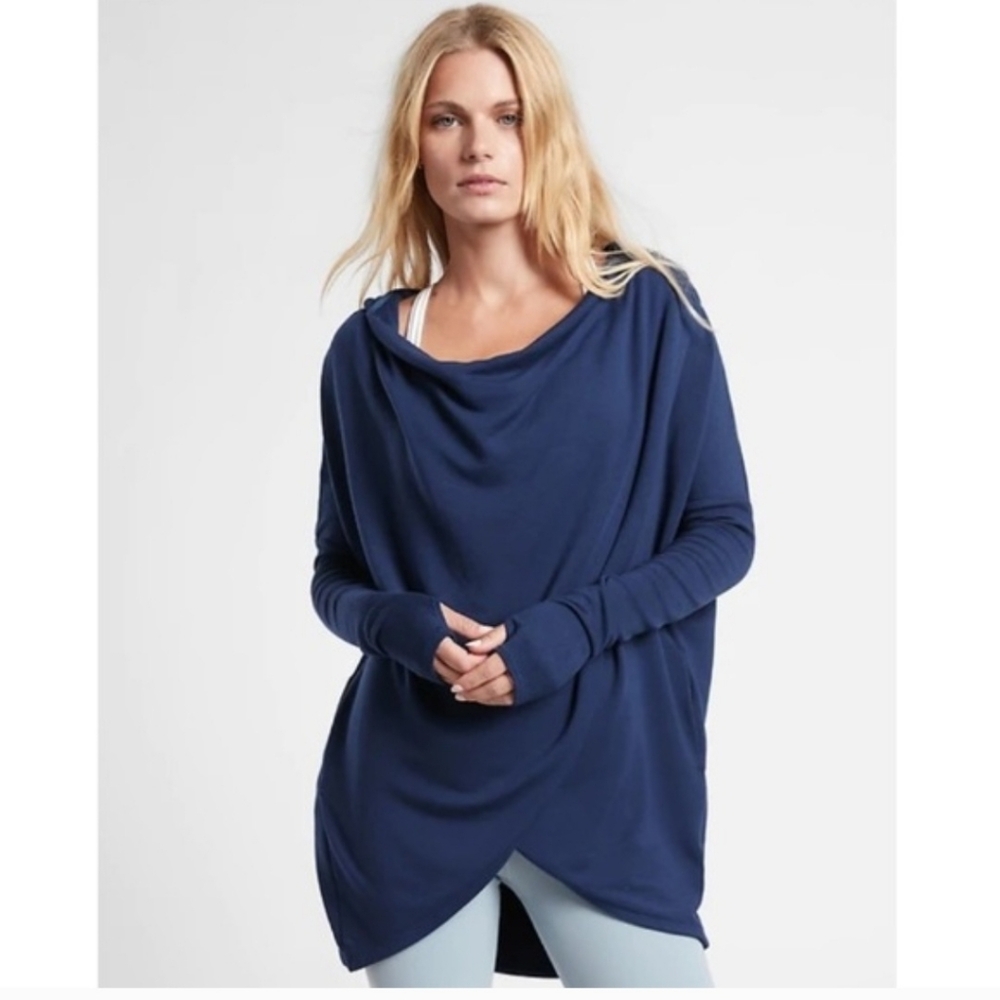 Athleta Purana Wrap Sweatshirt In Enchanted Blue Style 486073-17 Size Small